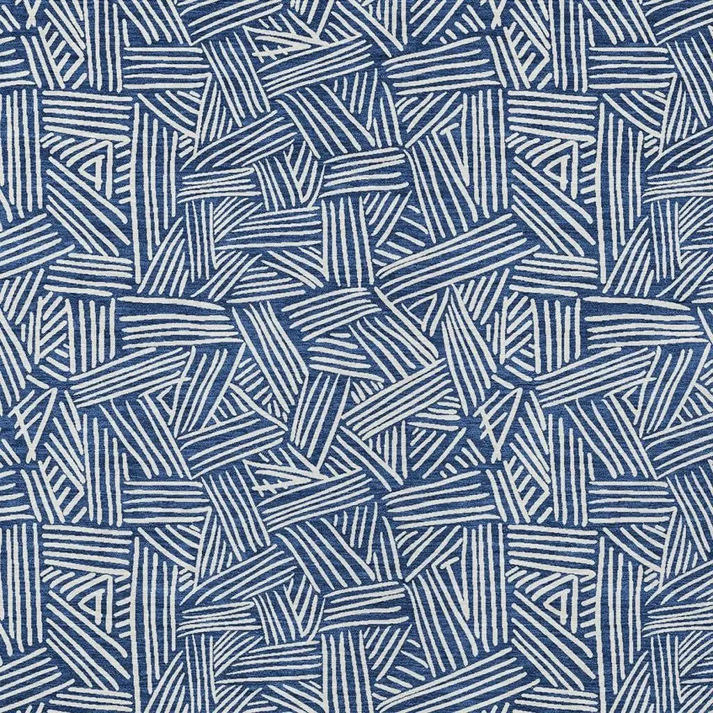 5' X 8' Navy Blue And Ivory Geometric Washable Indoor Outdoor Area Rug Homeroots Outdoor