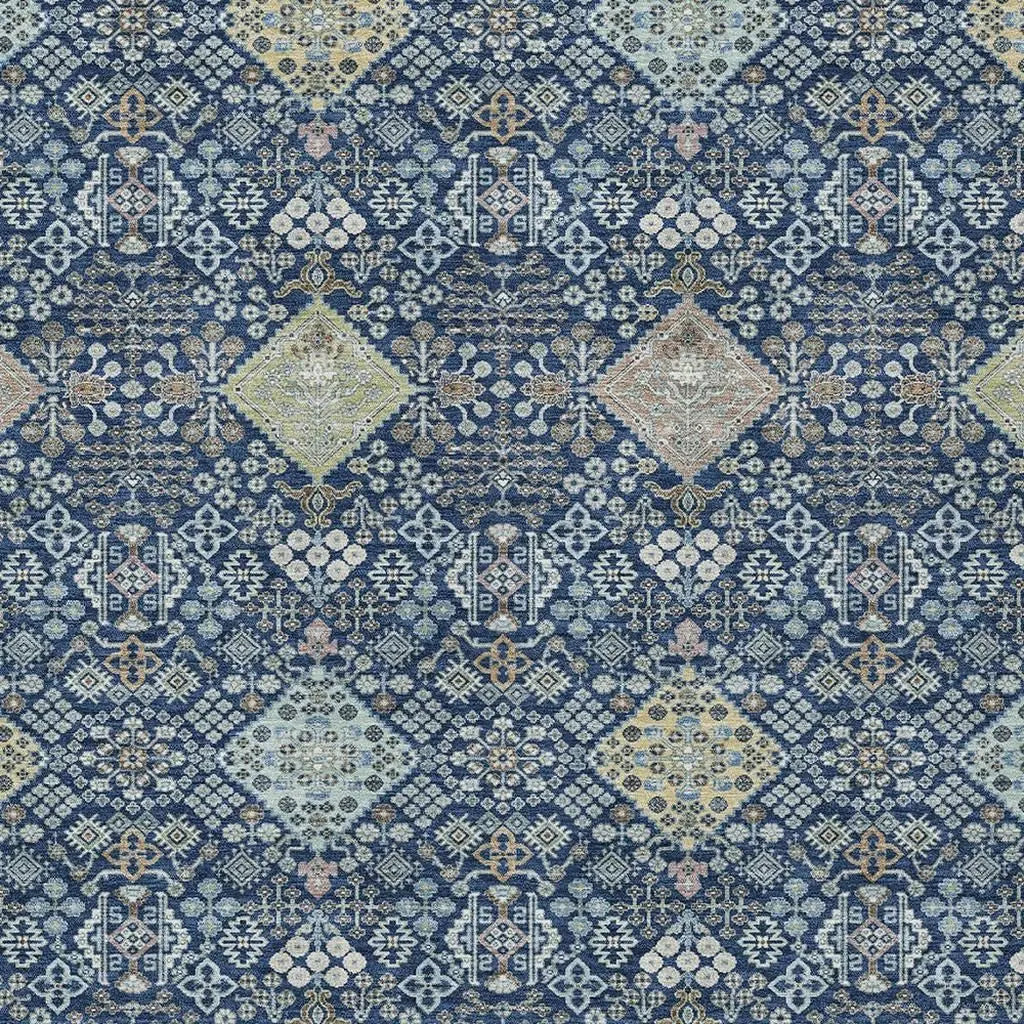 5' X 8' Navy Blue And Ivory Oriental Washable Indoor Outdoor Area Rug Homeroots Outdoor