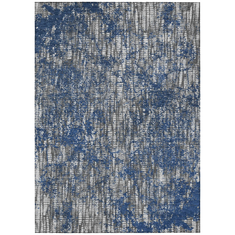 5' X 8' Navy Blue And Khaki Abstract Washable Indoor Outdoor Area Rug Homeroots Outdoor