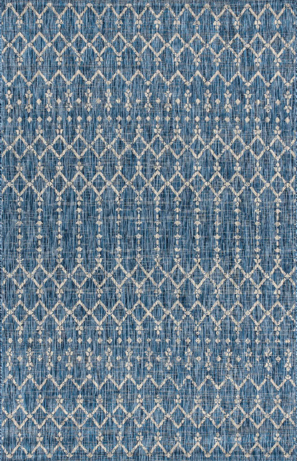 5' X 8' Navy Blue And Light Gray Trellis Indoor Outdoor Area Rug Homeroots Outdoor