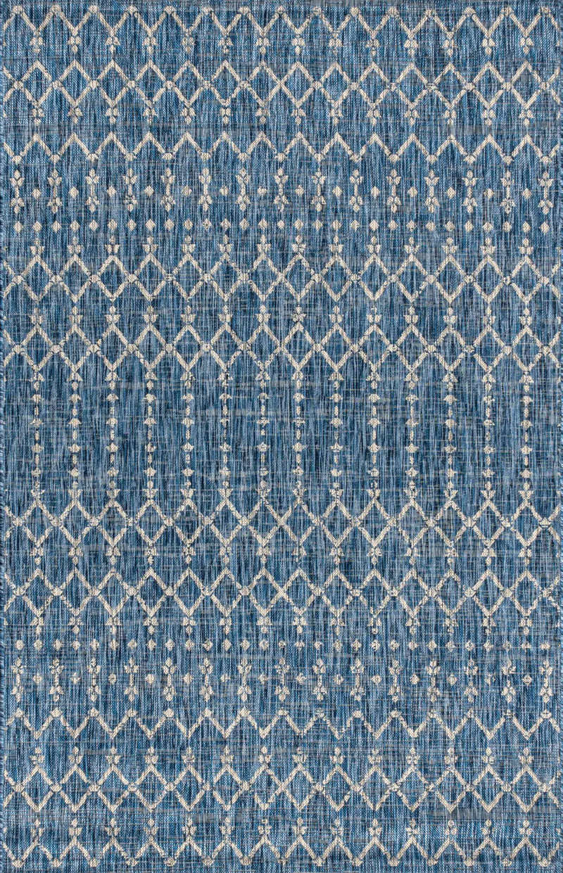 5' X 8' Navy Blue And Light Gray Trellis Indoor Outdoor Area Rug Homeroots Outdoor