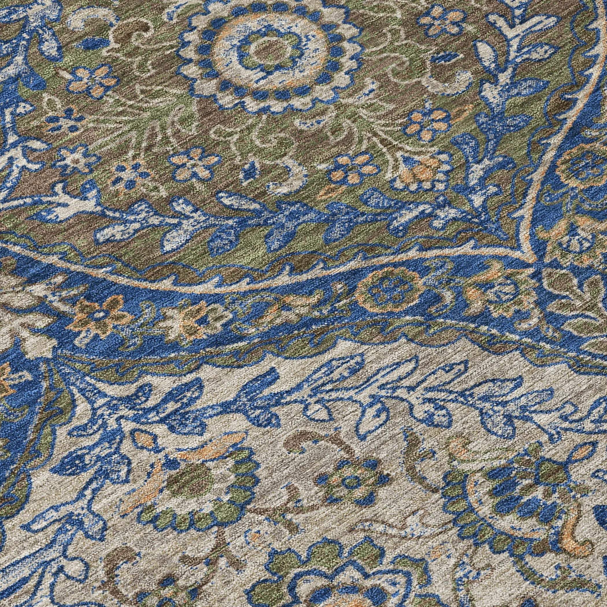 5' X 8' Navy Blue And Linen Ogee Washable Indoor Outdoor Area Rug Homeroots Outdoor