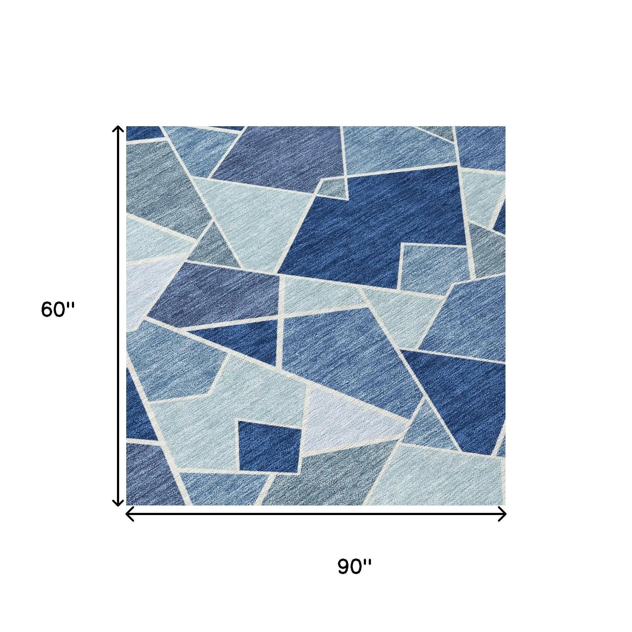 5' X 8' Navy Blue And Sky Blue Geometric Washable Indoor Outdoor Area Rug Homeroots Outdoor