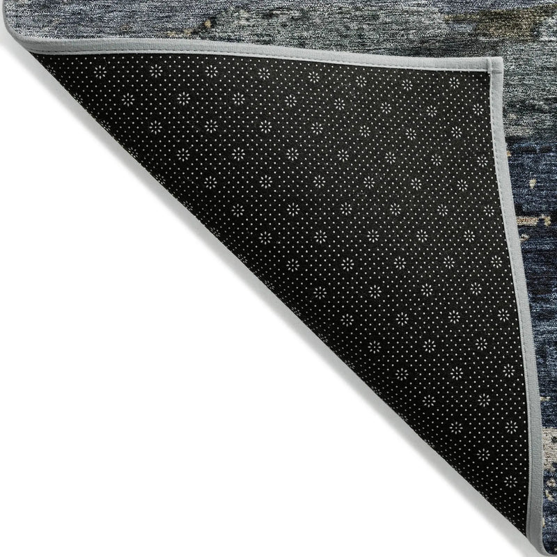 5' X 8' Navy Blue Gray And Black Abstract Washable Indoor Outdoor Area Rug Homeroots Outdoor
