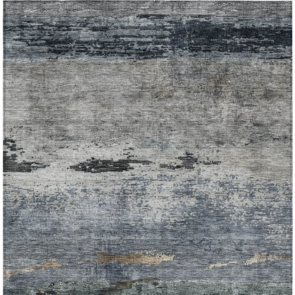 5' X 8' Navy Blue Gray And Black Abstract Washable Indoor Outdoor Area Rug Homeroots Outdoor