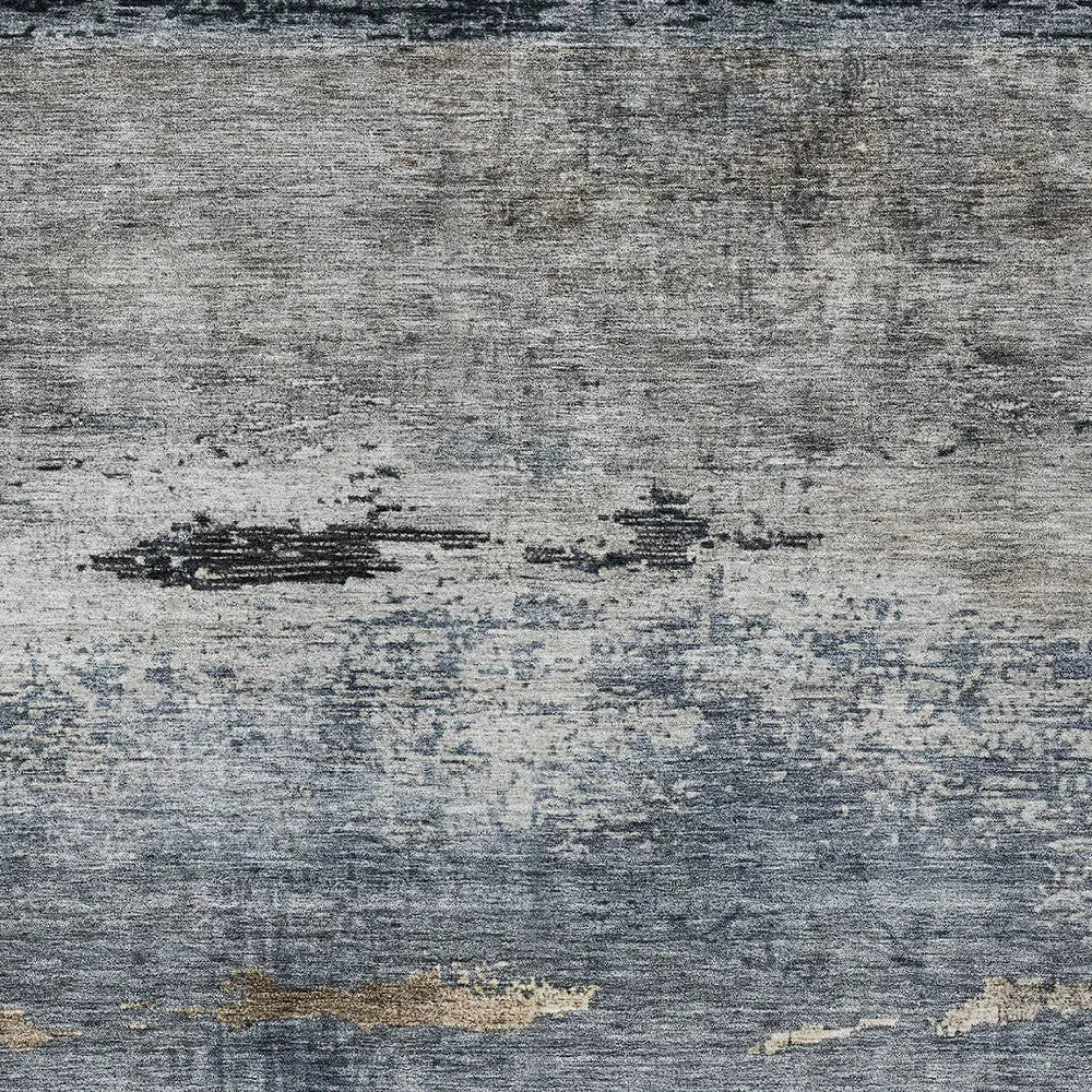 5' X 8' Navy Blue Gray And Black Abstract Washable Indoor Outdoor Area Rug Homeroots Outdoor