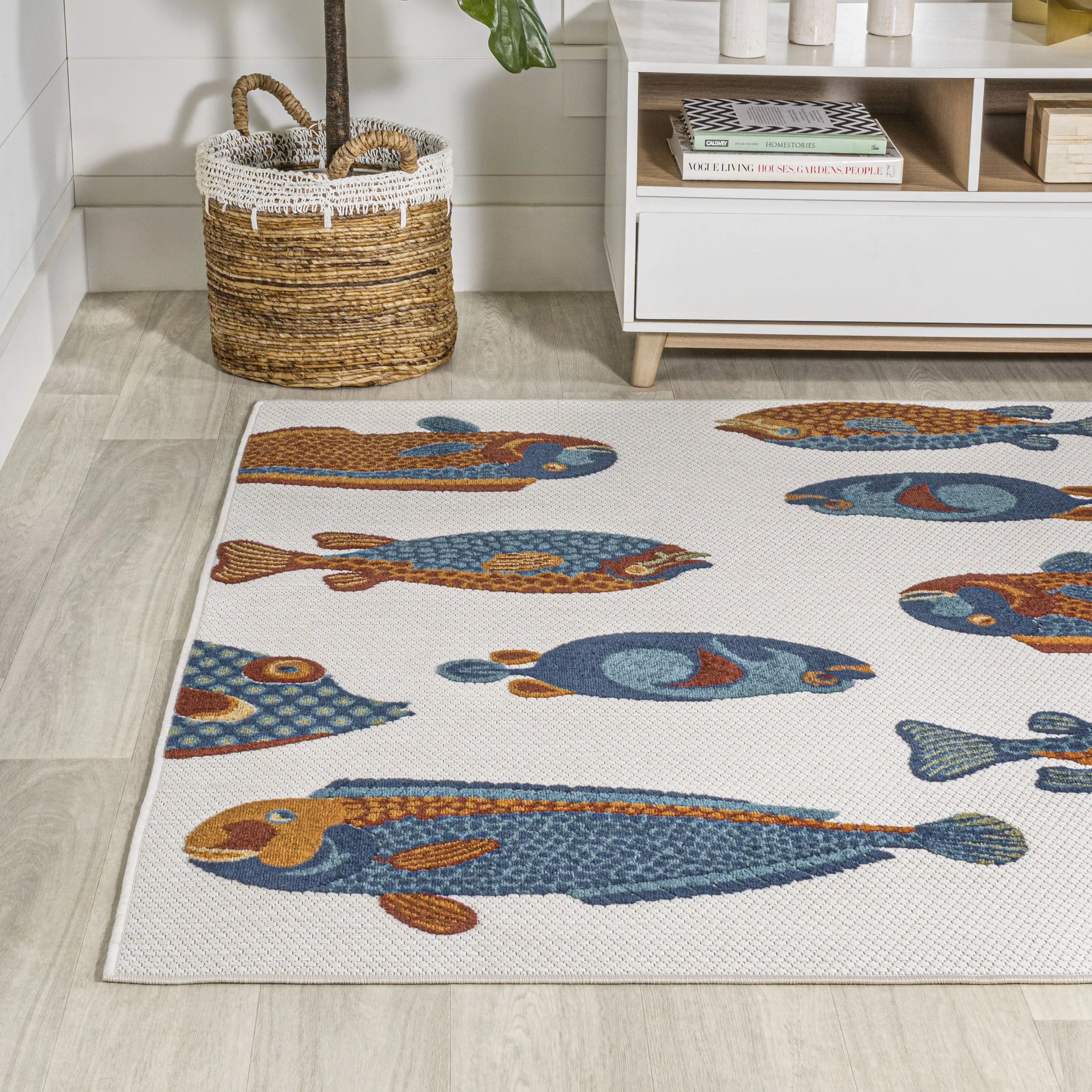 5' X 8' Navy Blue Orange And Cream Animal Print Indoor Outdoor Area Rug Homeroots Outdoor