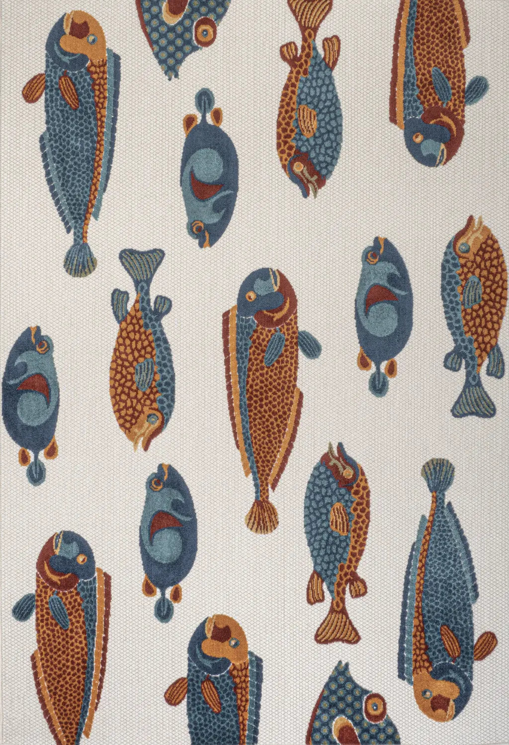5' X 8' Navy Blue Orange And Cream Animal Print Indoor Outdoor Area Rug Homeroots Outdoor