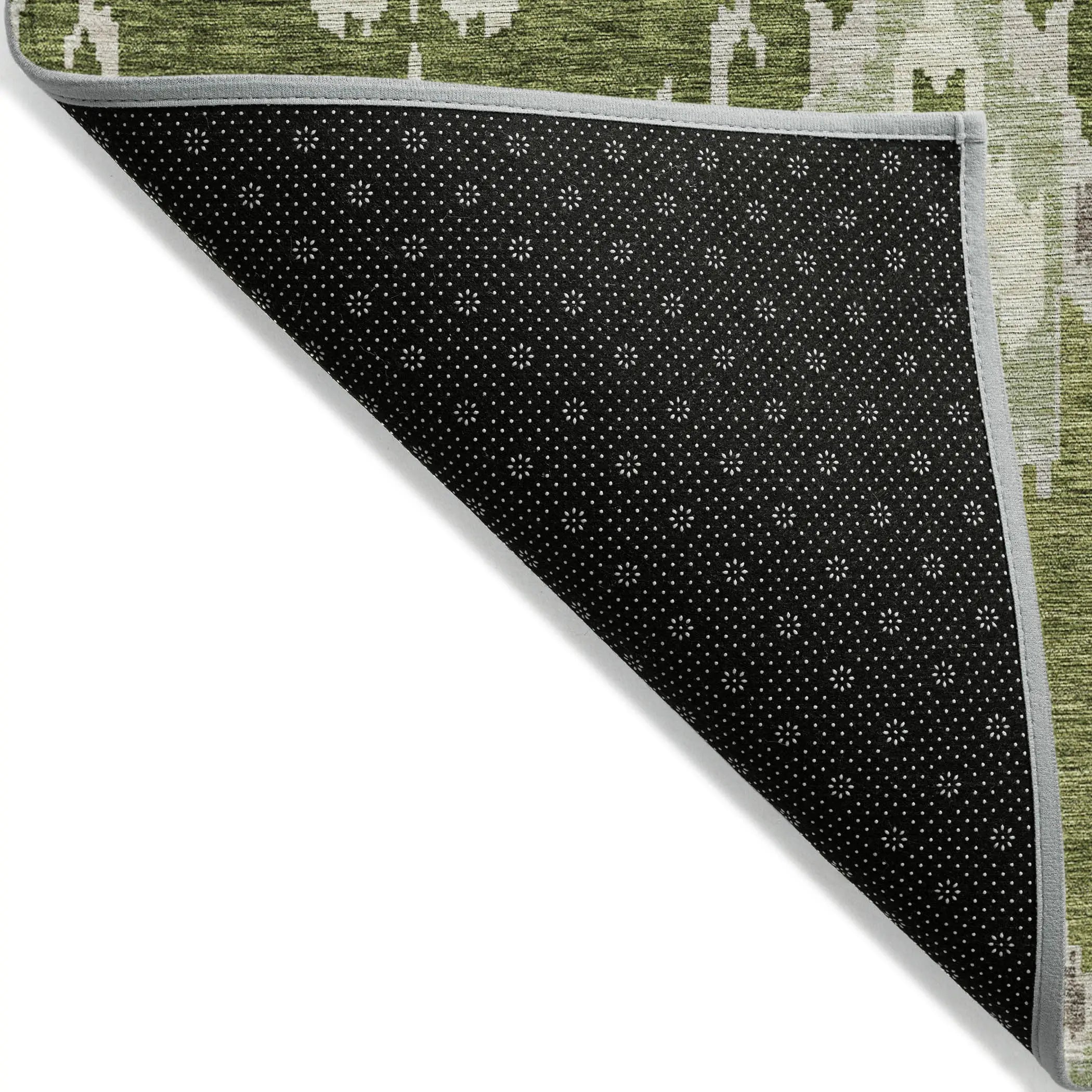5' X 8' Olive Green And Artichoke Green Ikat Washable Indoor Outdoor Area Rug Homeroots Outdoor