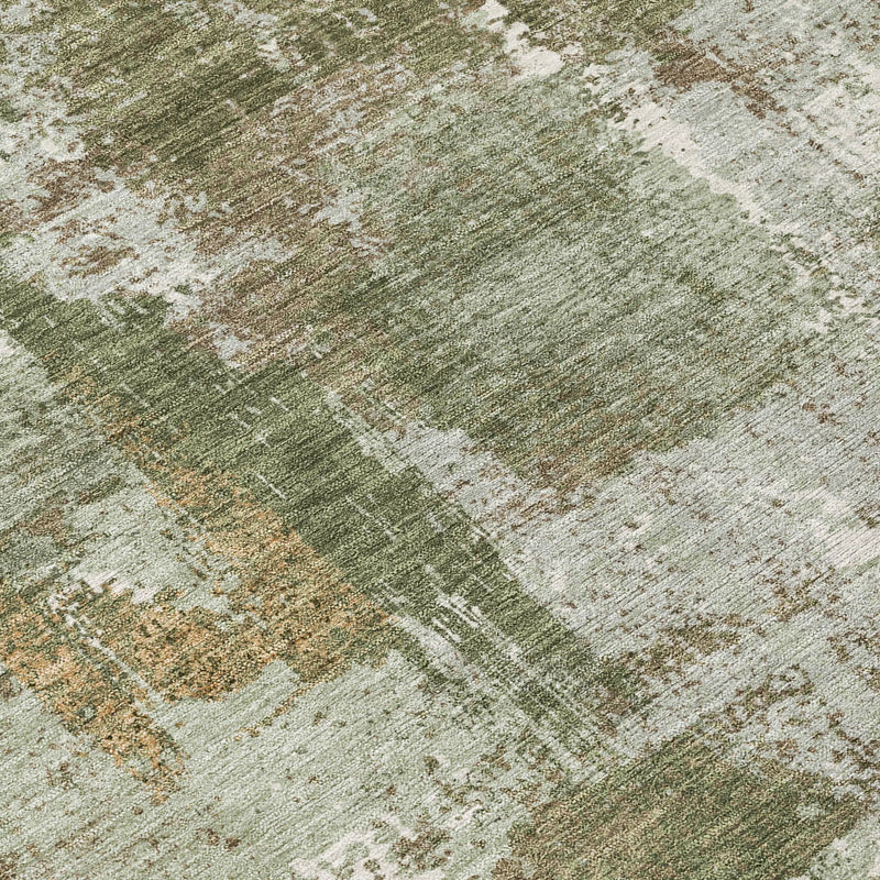 5' X 8' Olive Green And Beige Abstract Washable Indoor Outdoor Area Rug Homeroots Outdoor