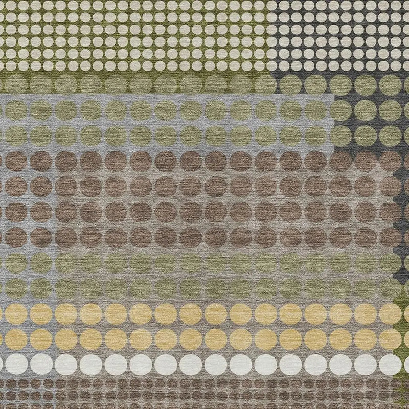 5' X 8' Olive Green And Brown Geometric Washable Indoor Outdoor Area Rug Homeroots Outdoor