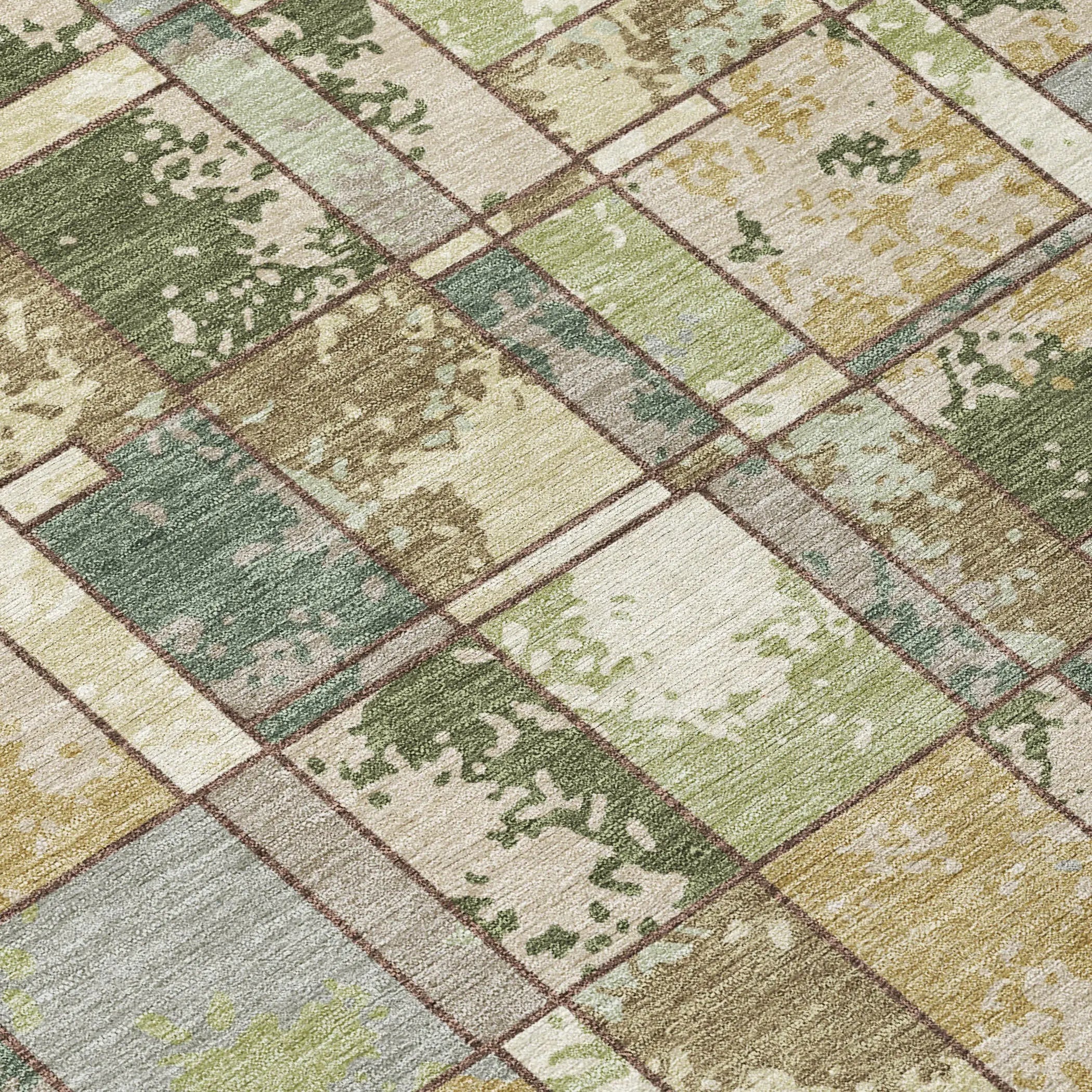5' X 8' Olive Green And Fern Green Geometric Washable Indoor Outdoor Area Rug Homeroots Outdoor