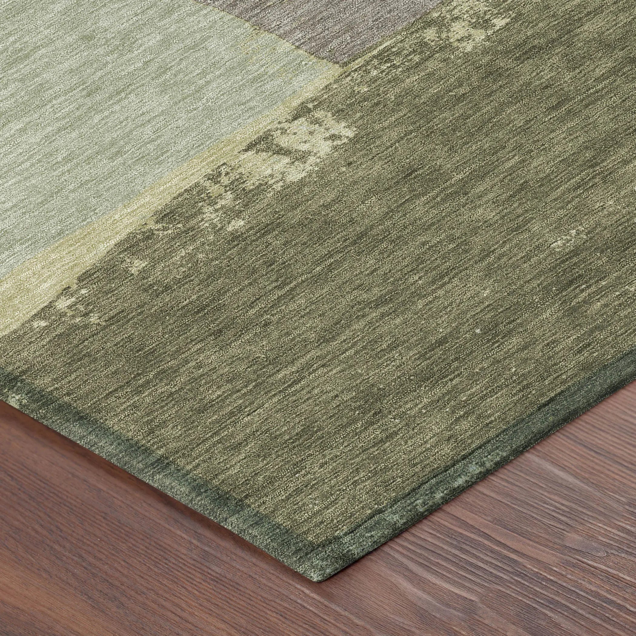 5' X 8' Olive Green And Fern Green Geometric Washable Indoor Outdoor Area Rug Homeroots Outdoor