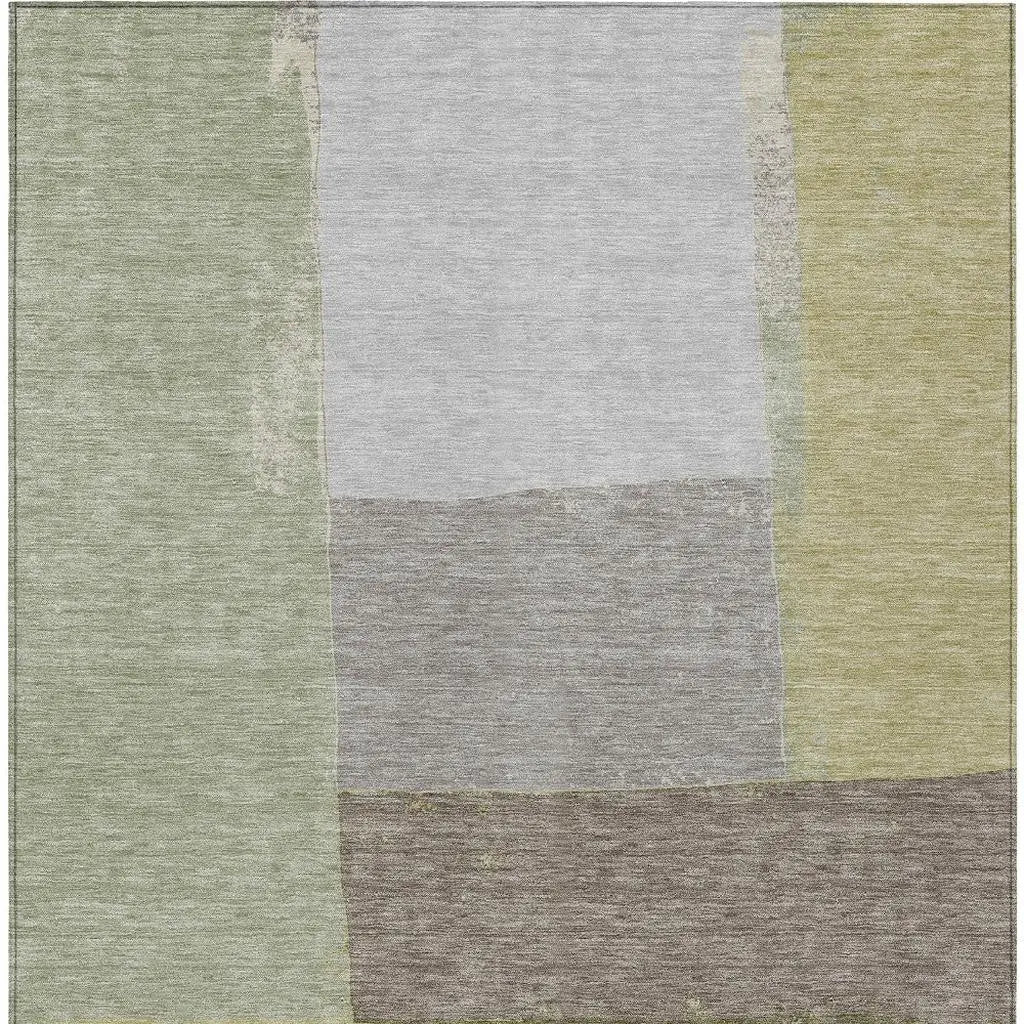 5' X 8' Olive Green And Fern Green Geometric Washable Indoor Outdoor Area Rug Homeroots Outdoor