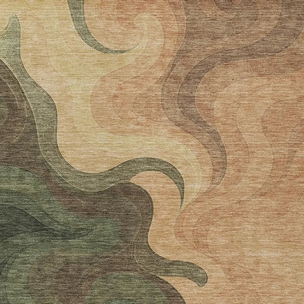 5' X 8' Olive Green And Green Abstract Washable Indoor Outdoor Area Rug Homeroots Outdoor