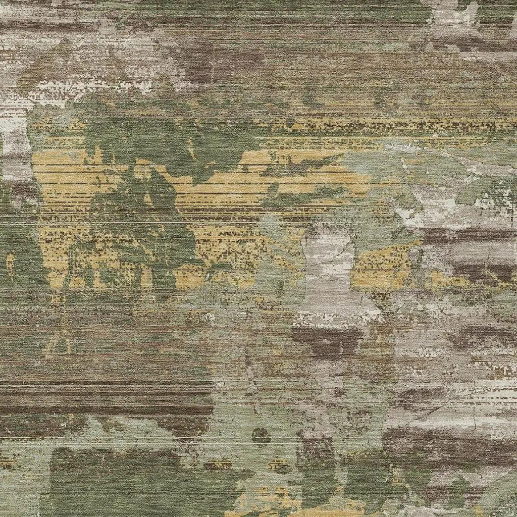 5' X 8' Olive Green And Green Abstract Washable Indoor Outdoor Area Rug Homeroots Outdoor
