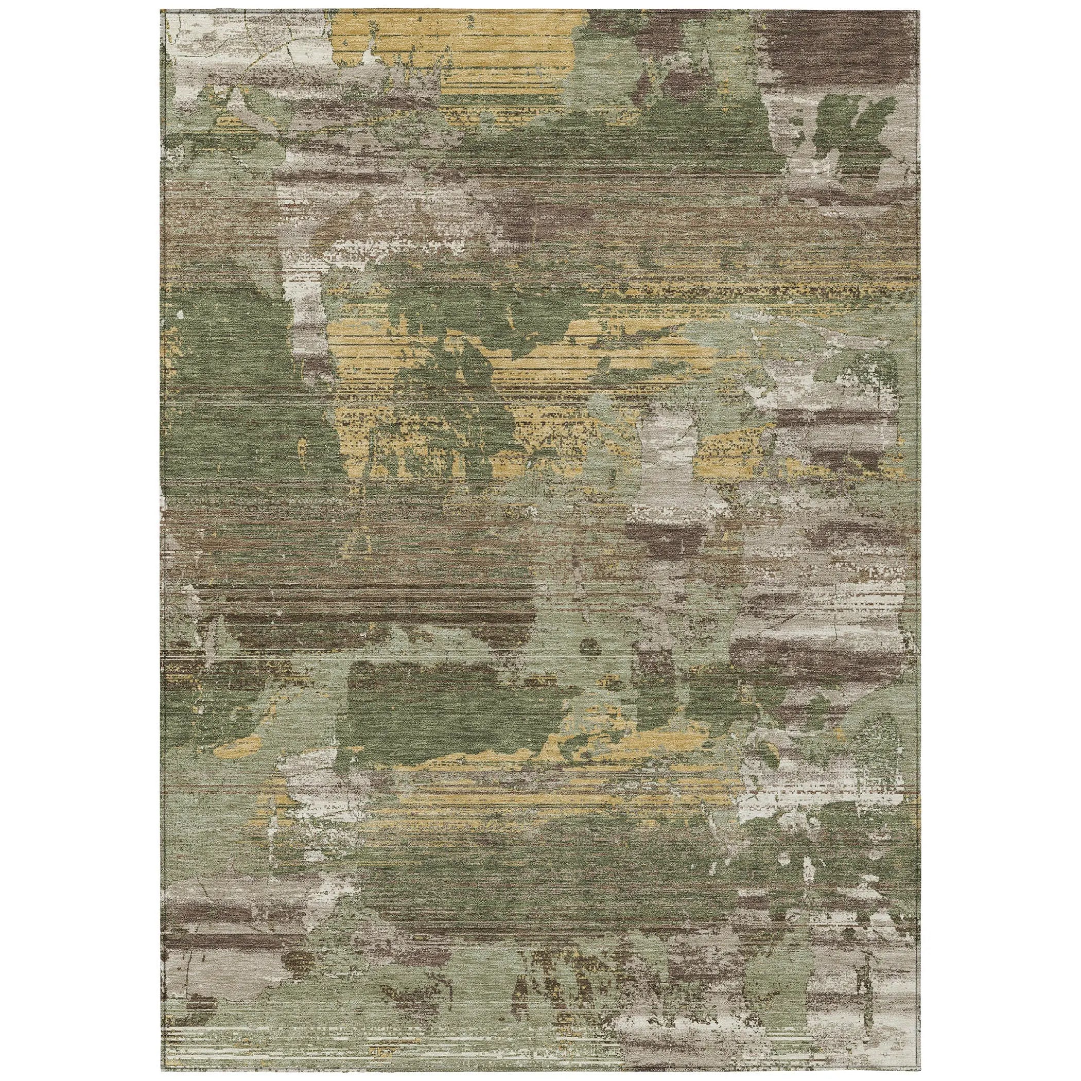 5' X 8' Olive Green And Green Abstract Washable Indoor Outdoor Area Rug Homeroots Outdoor