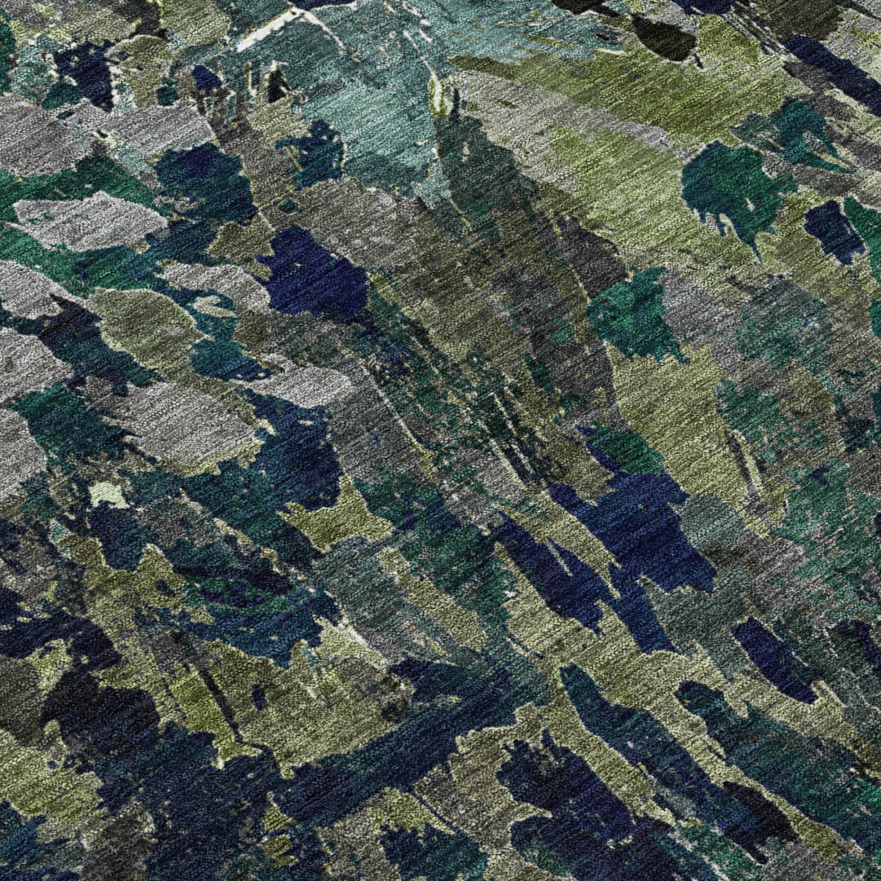 5' X 8' Olive Green And Green Abstract Washable Indoor Outdoor Area Rug Homeroots Outdoor