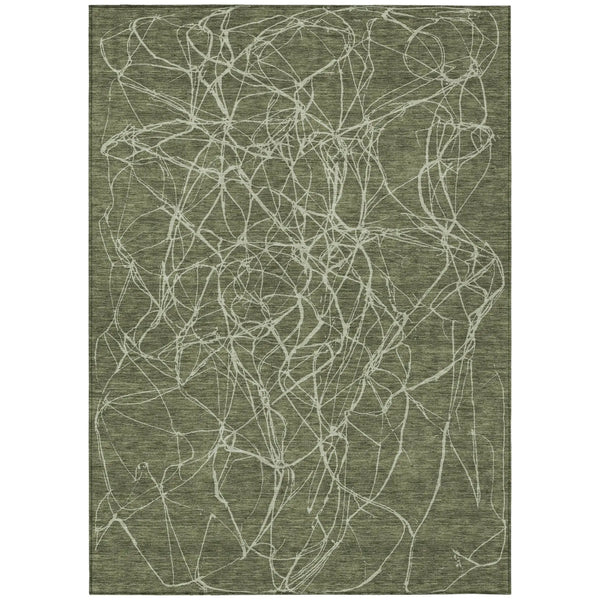 5' X 8' Olive Green And Green Abstract Washable Indoor Outdoor Area Rug Homeroots Outdoor