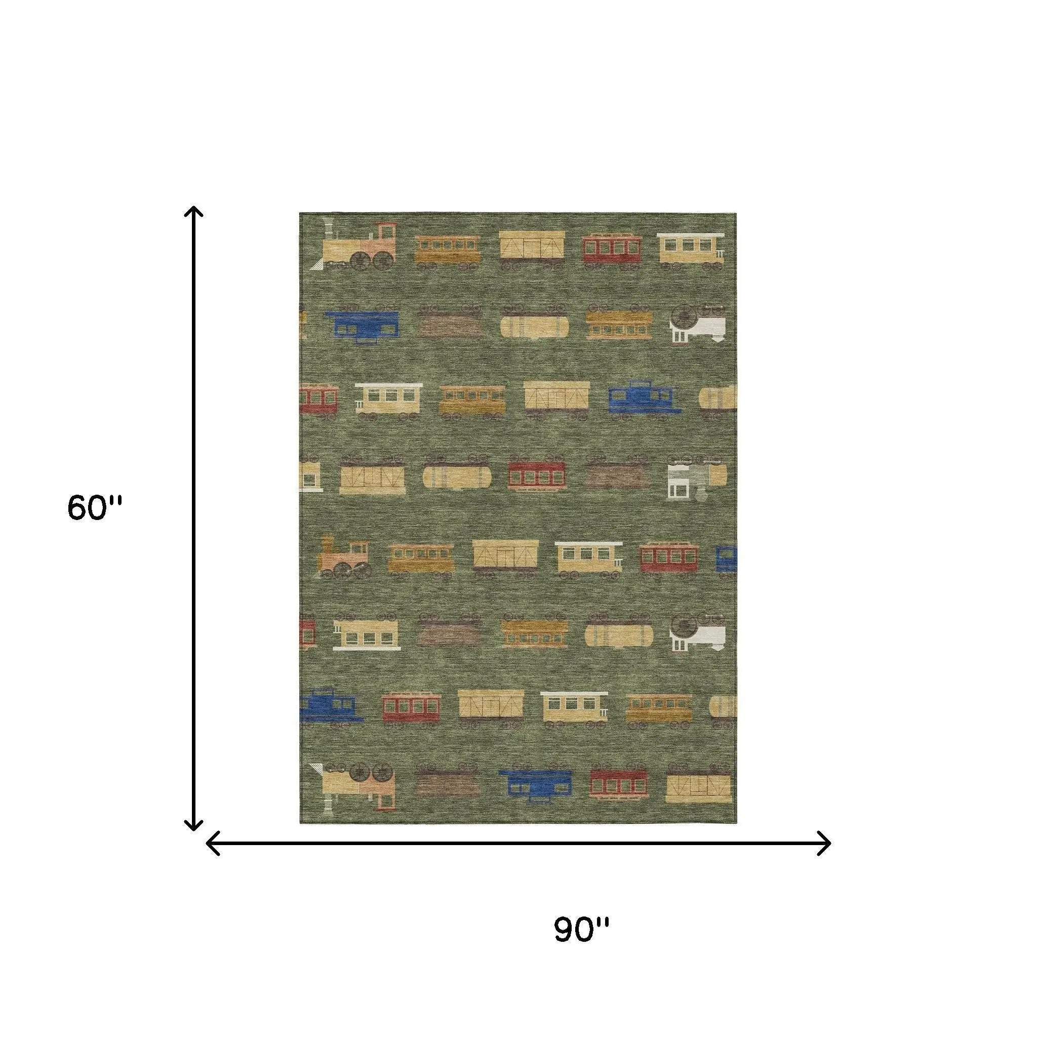 5' X 8' Olive Green And Green Abstract Washable Indoor Outdoor Area Rug Homeroots Outdoor