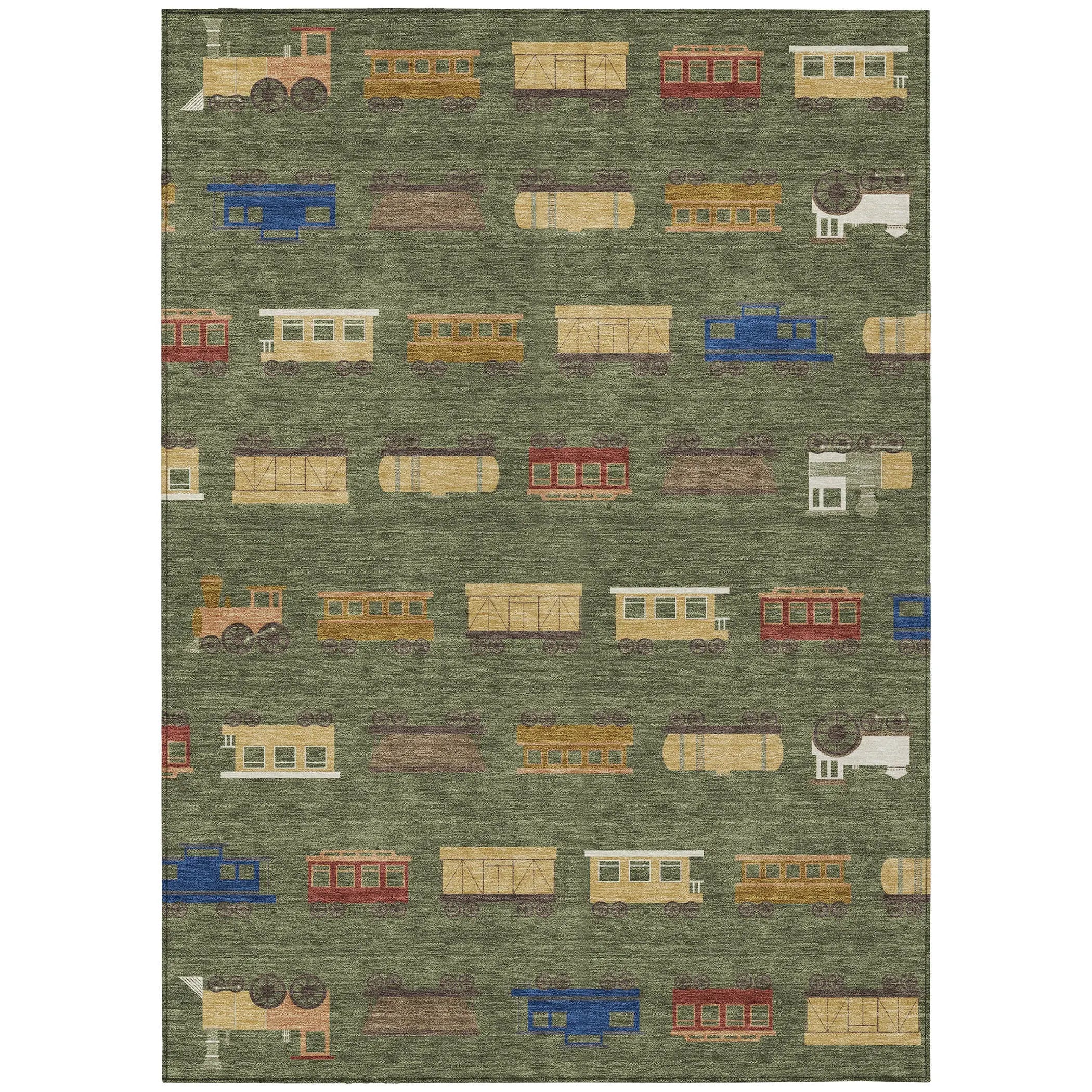 5' X 8' Olive Green And Green Abstract Washable Indoor Outdoor Area Rug Homeroots Outdoor