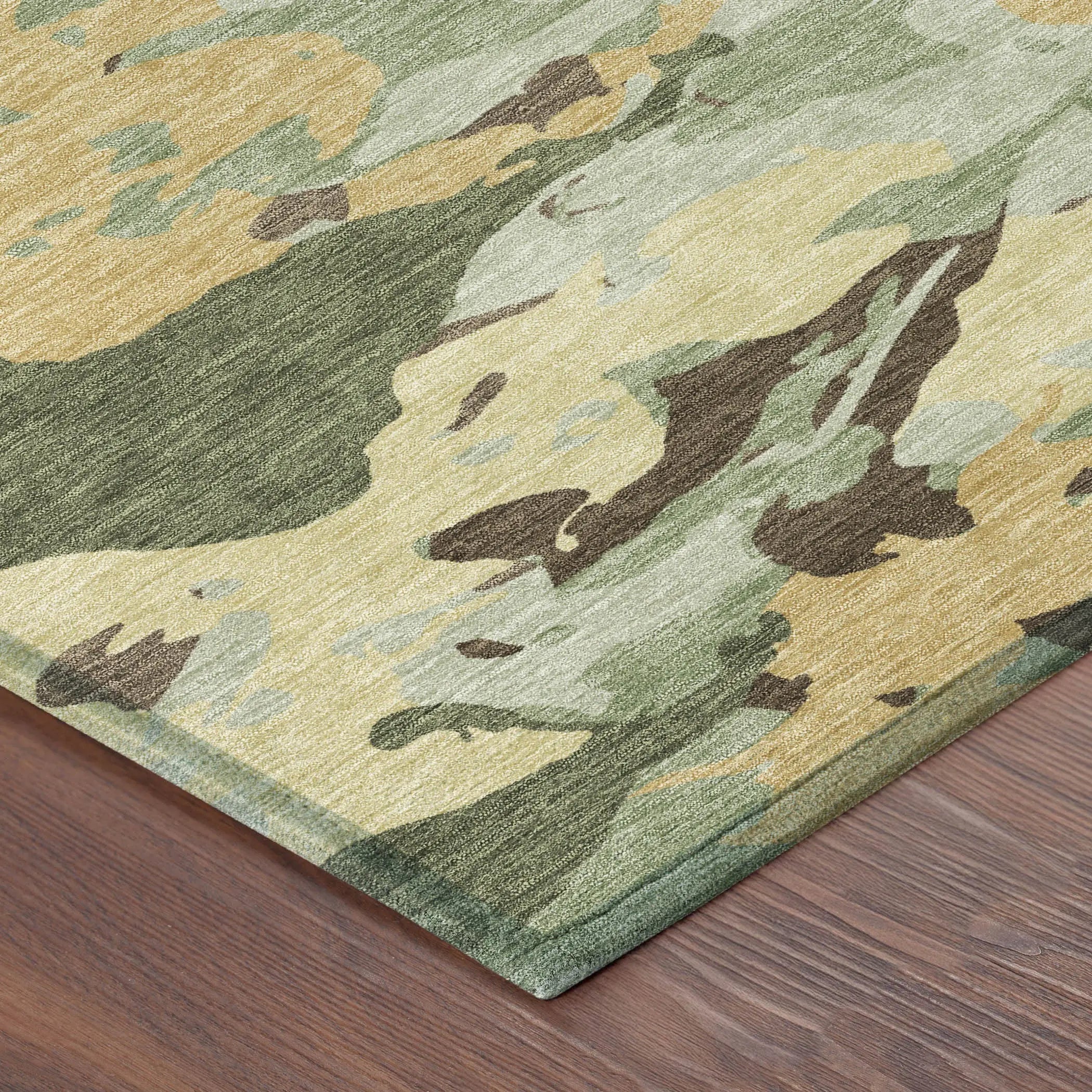 5' X 8' Olive Green And Green Abstract Washable Indoor Outdoor Area Rug Homeroots Outdoor