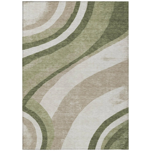 5' X 8' Olive Green And Green Abstract Washable Indoor Outdoor Area Rug Homeroots Outdoor