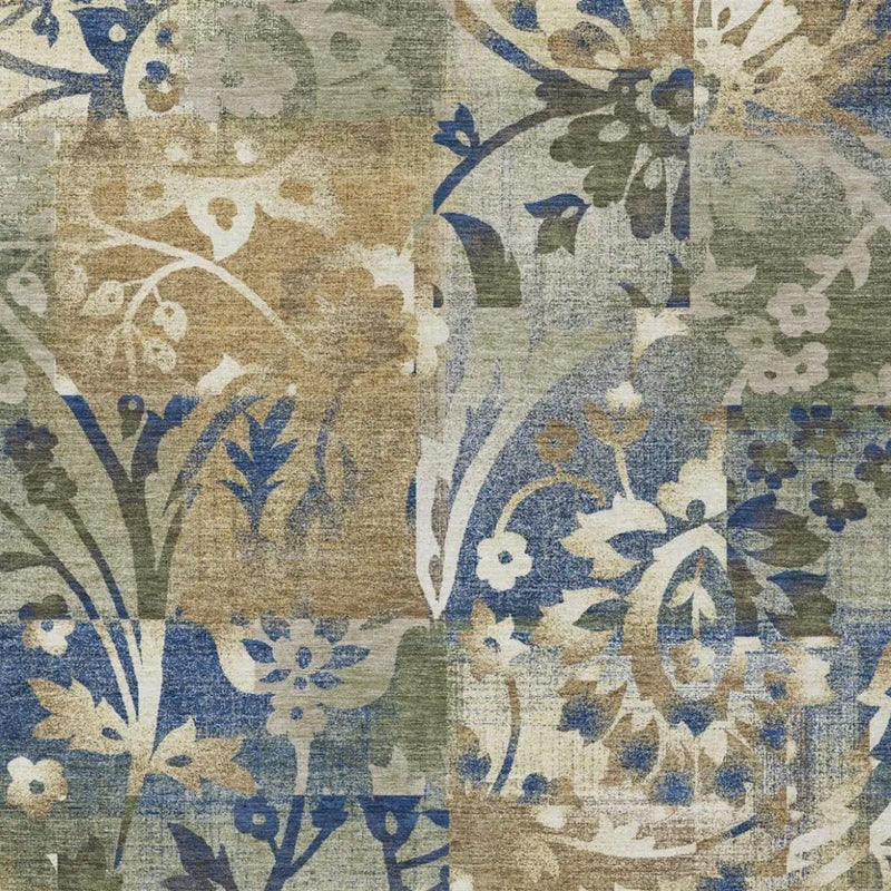 5' X 8' Olive Green And Green Botanical Leaves Washable Indoor Outdoor Area Rug Homeroots Outdoor
