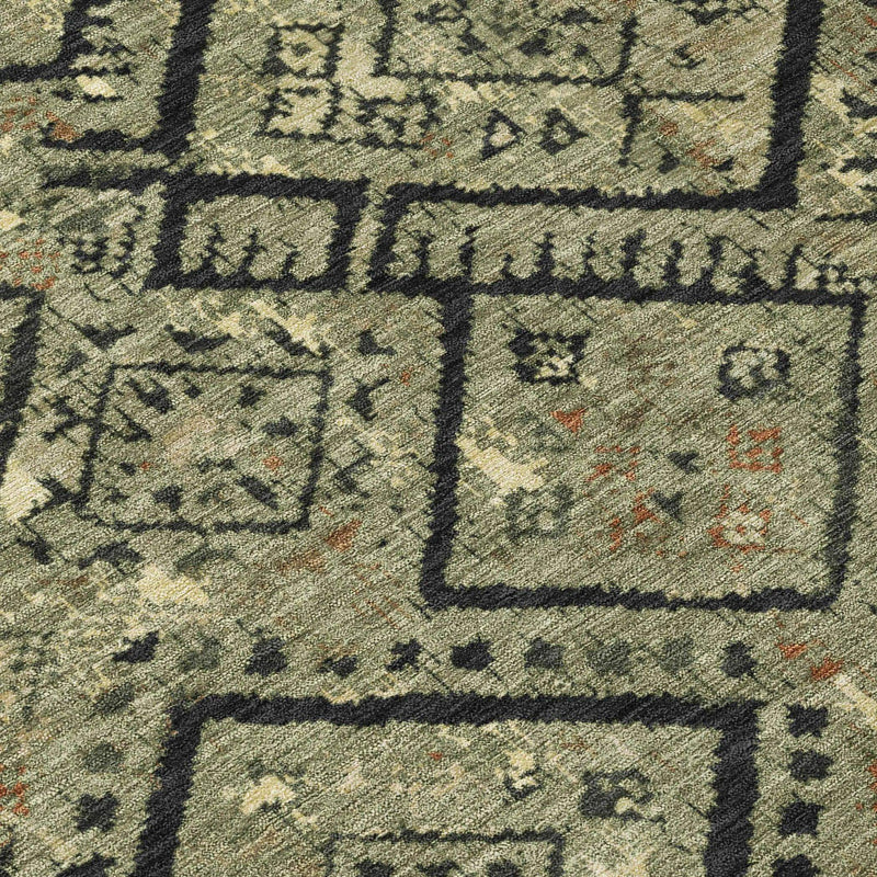 5' X 8' Olive Green And Green Geometric Washable Indoor Outdoor Area Rug Homeroots Outdoor