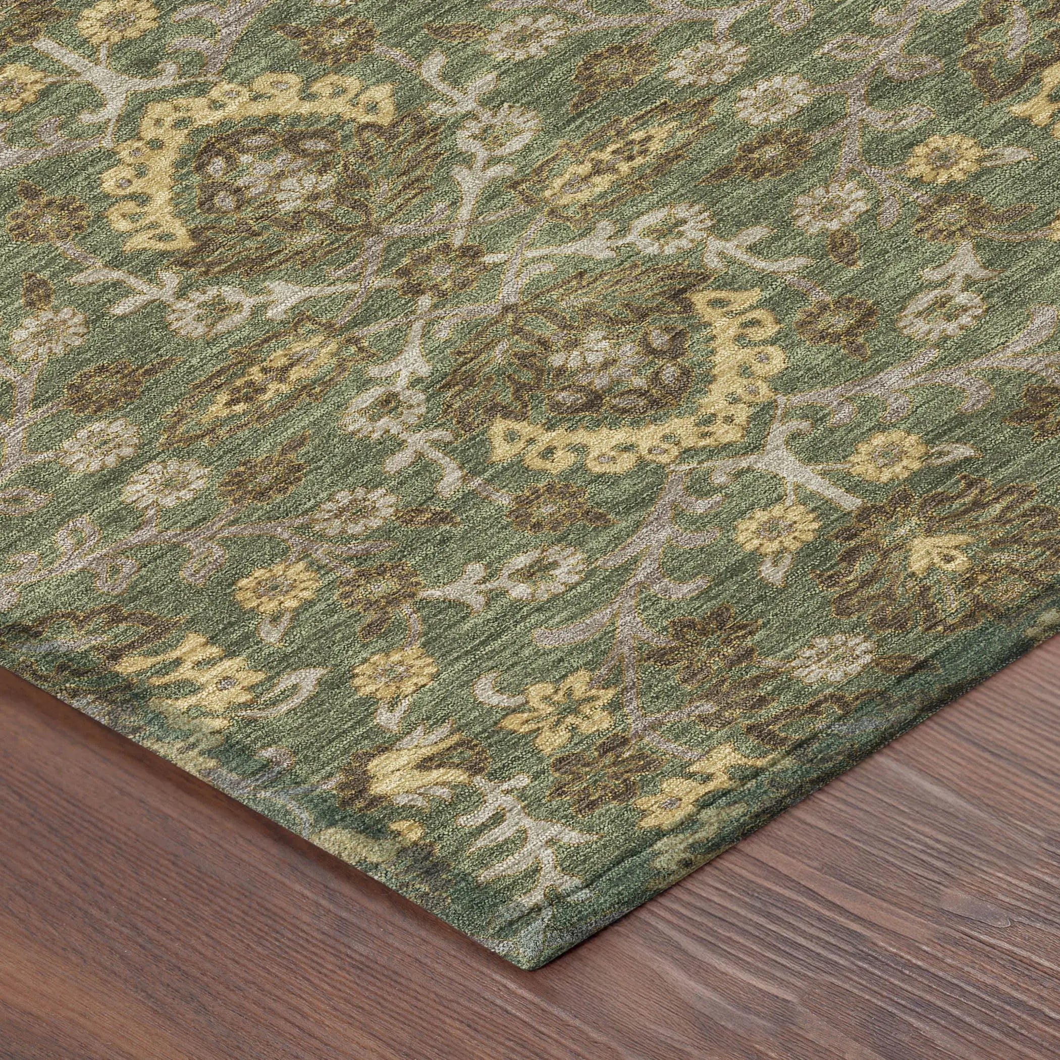 5' X 8' Olive Green And Green Geometric Washable Indoor Outdoor Area Rug Homeroots Outdoor
