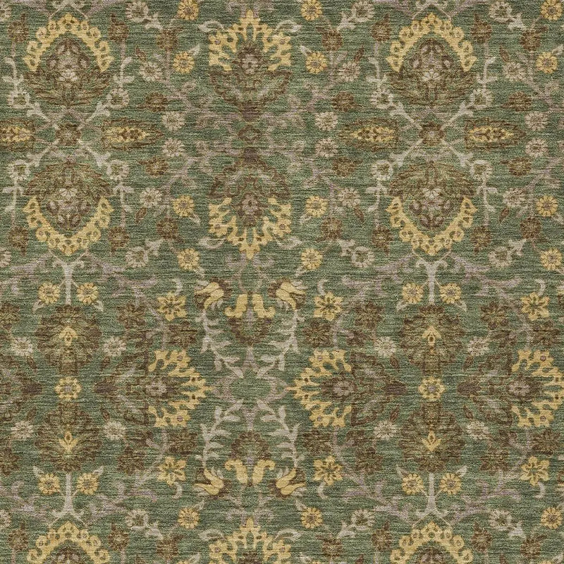 5' X 8' Olive Green And Green Geometric Washable Indoor Outdoor Area Rug Homeroots Outdoor