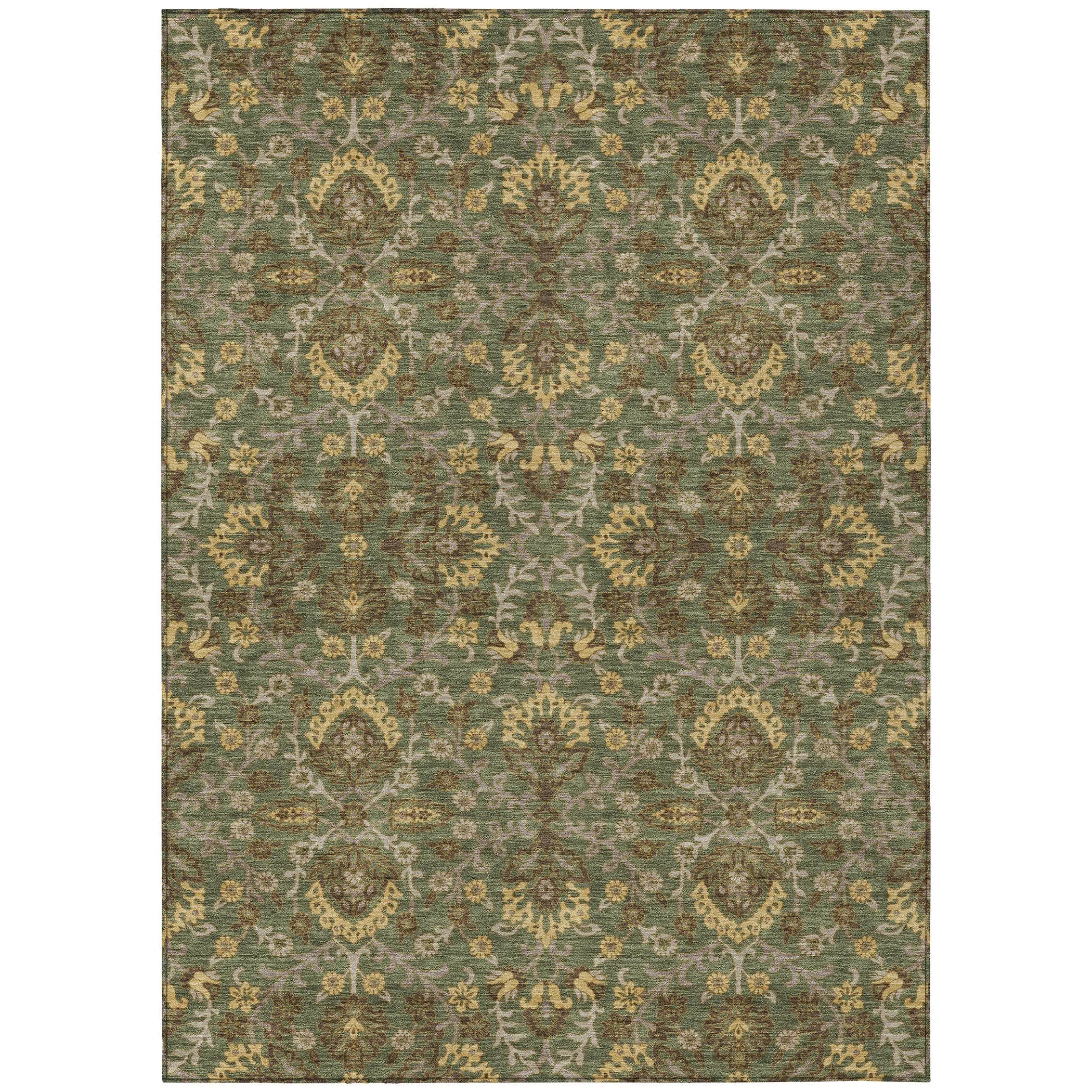 5' X 8' Olive Green And Green Geometric Washable Indoor Outdoor Area Rug Homeroots Outdoor