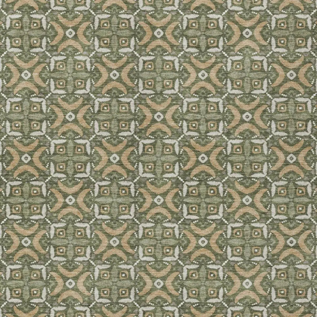 5' X 8' Olive Green And Green Geometric Washable Indoor Outdoor Area Rug Homeroots Outdoor