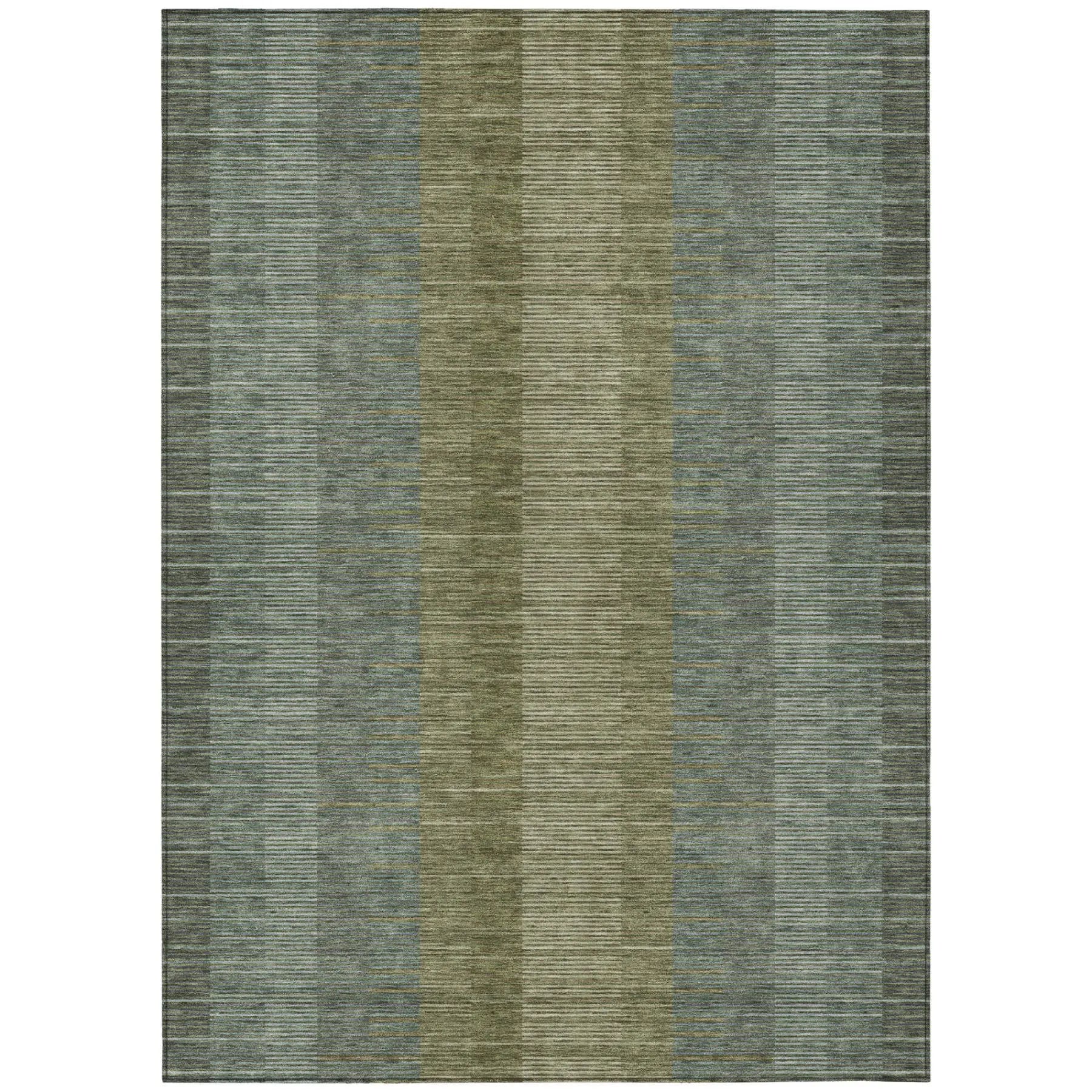 5' X 8' Olive Green And Green Striped Washable Indoor Outdoor Area Rug Homeroots Outdoor