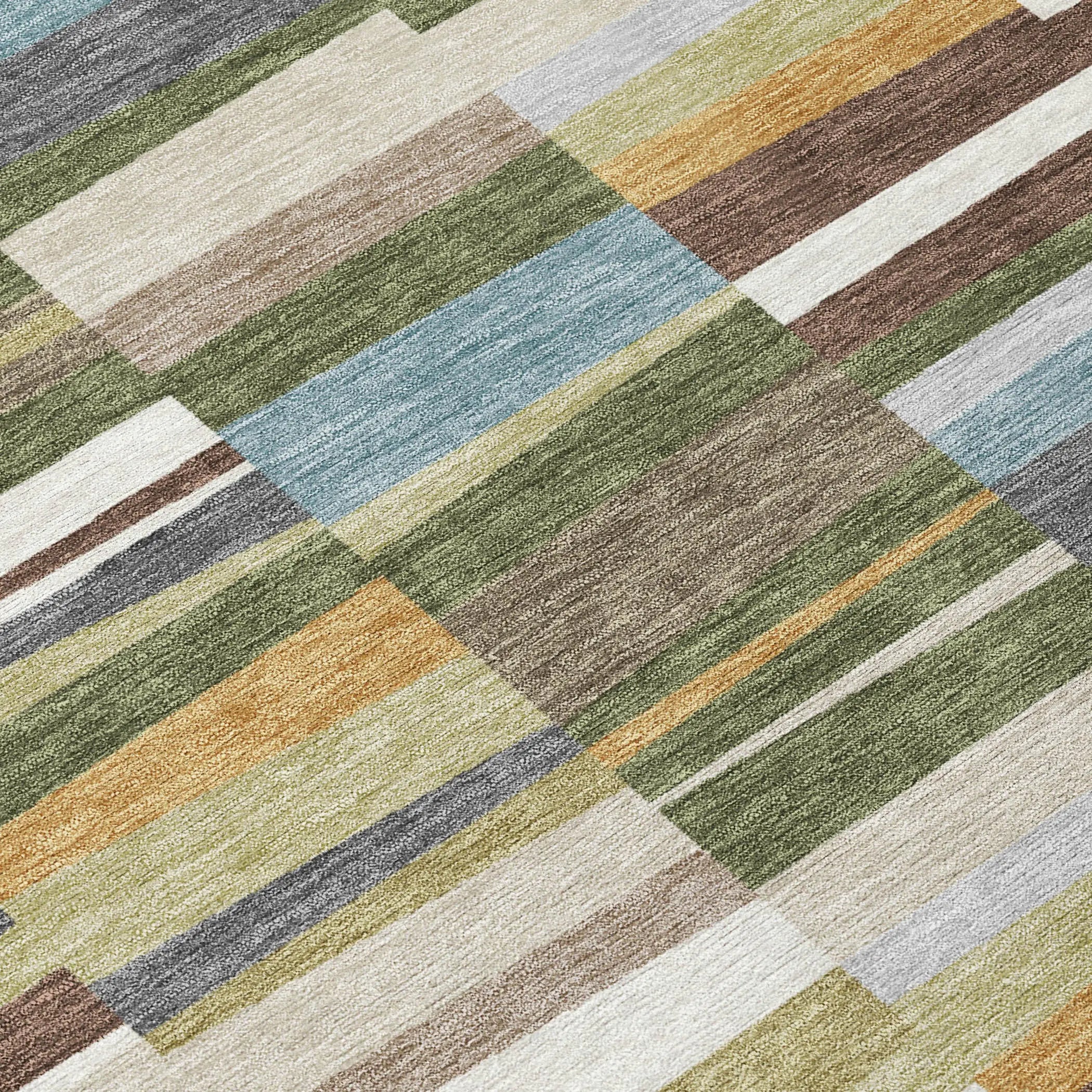 5' X 8' Olive Green And Green Striped Washable Indoor Outdoor Area Rug Homeroots Outdoor