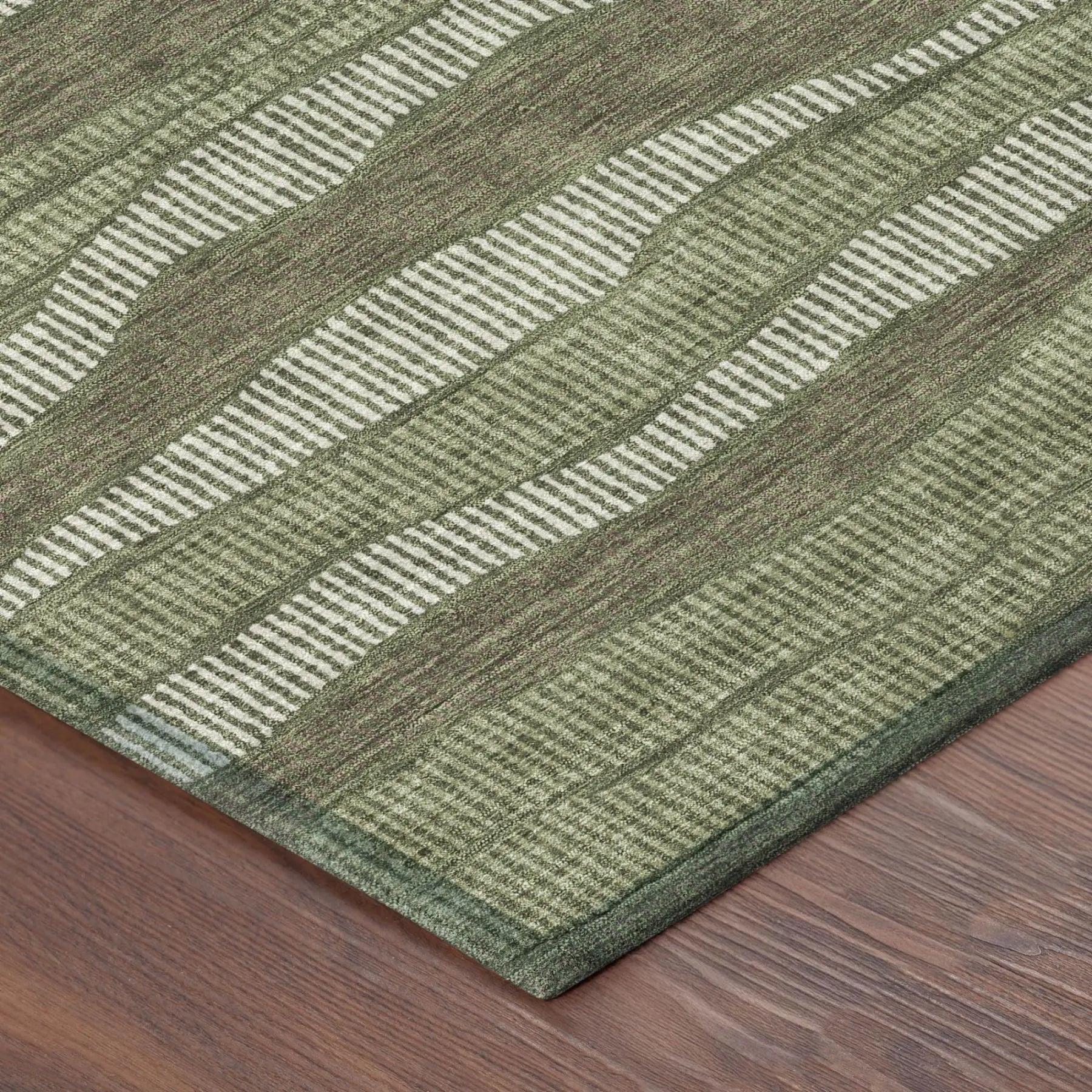 5' X 8' Olive Green And Green Striped Washable Indoor Outdoor Area Rug Homeroots Outdoor