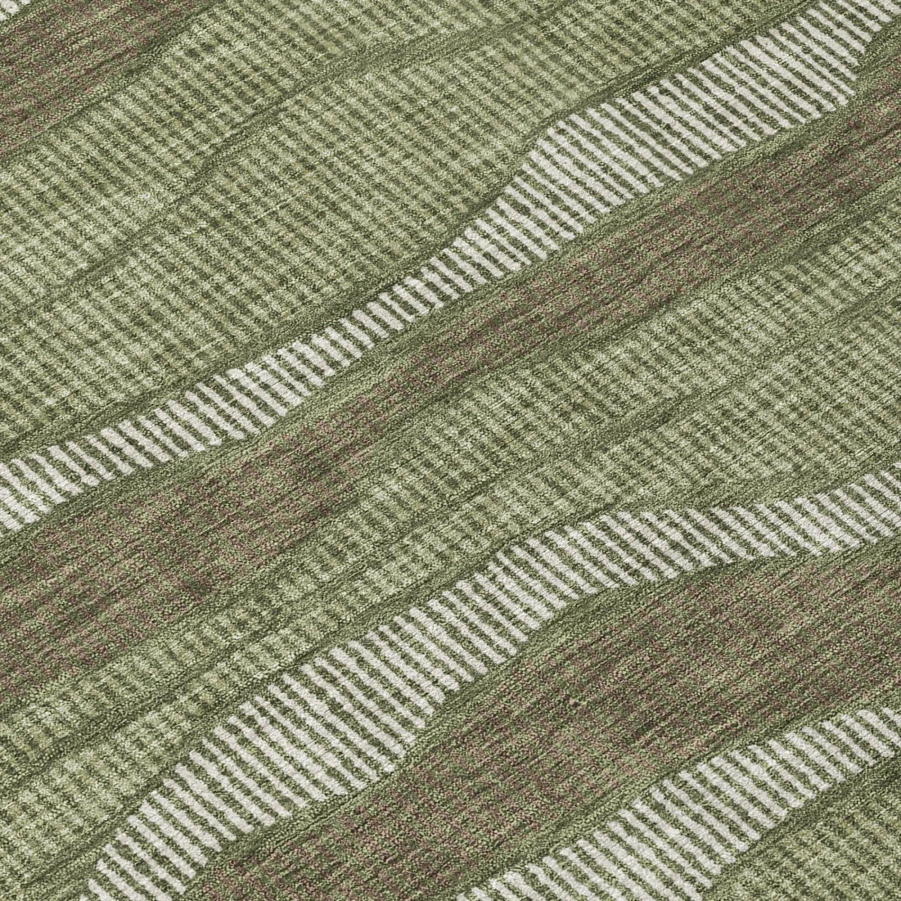 5' X 8' Olive Green And Green Striped Washable Indoor Outdoor Area Rug Homeroots Outdoor