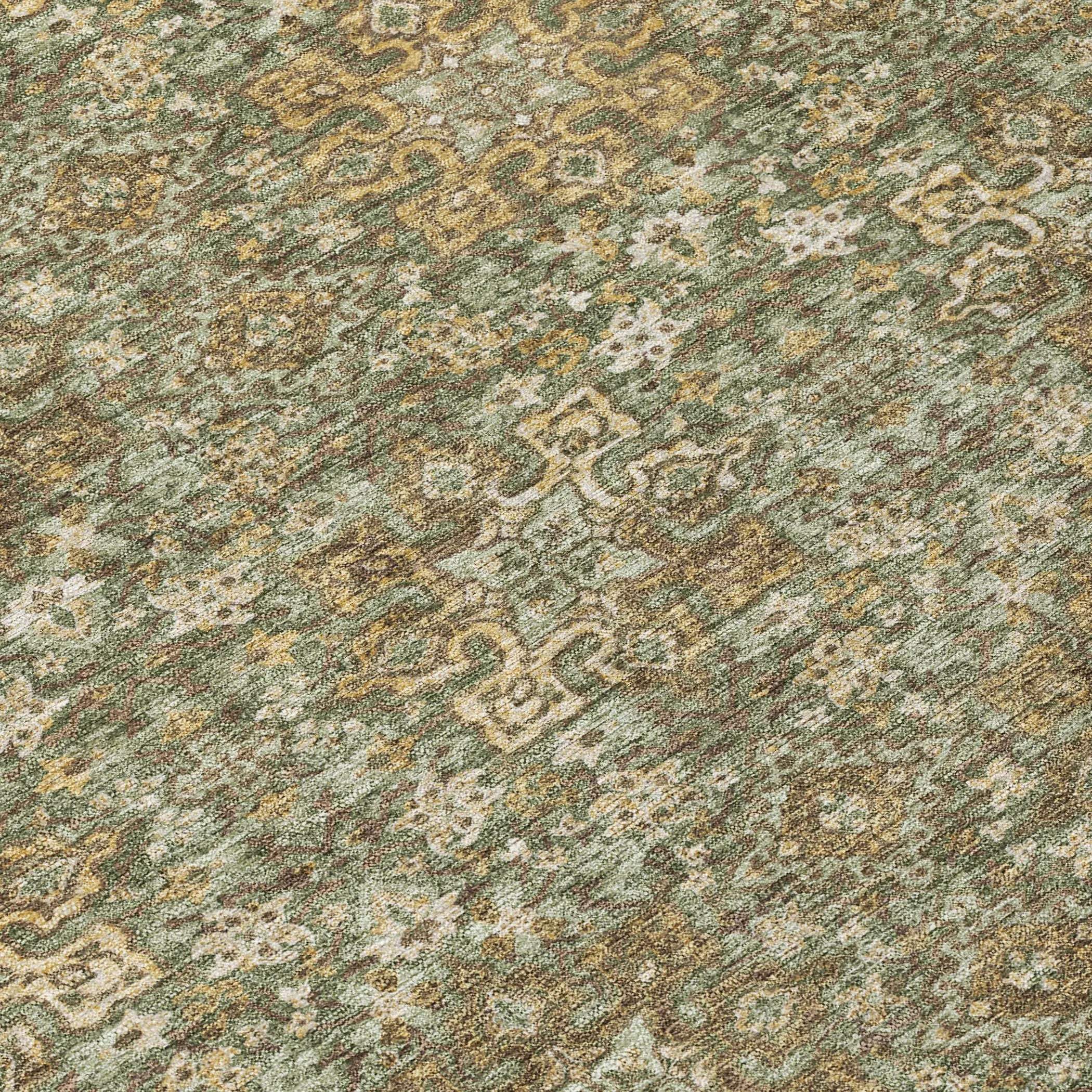 5' X 8' Olive Green And Ivory Oriental Washable Indoor Outdoor Area Rug Homeroots Outdoor