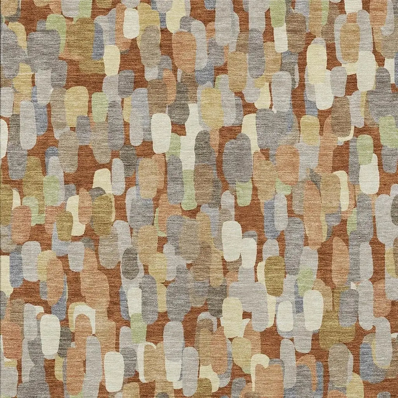 5' X 8' Orange And Beige Abstract Washable Indoor Outdoor Area Rug Homeroots Outdoor