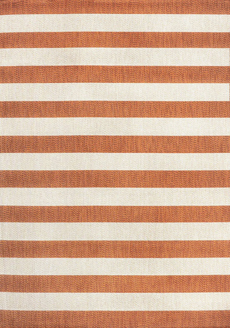 5' X 8' Orange And Beige Striped Indoor Outdoor Area Rug Homeroots Outdoor