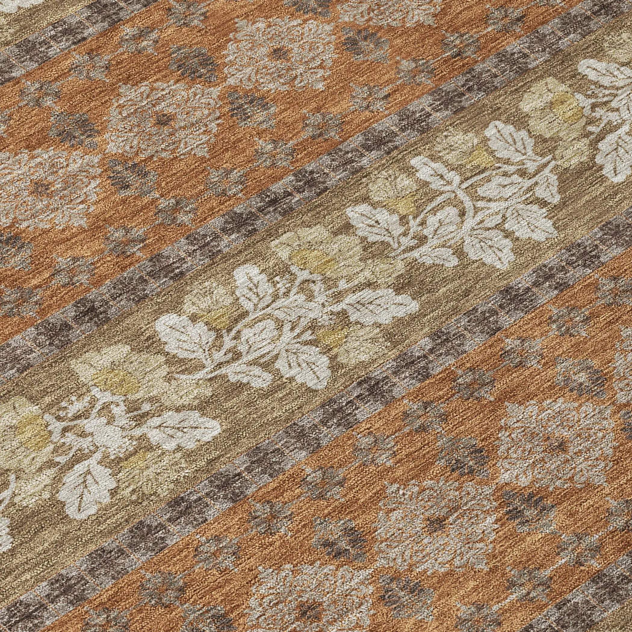 5' X 8' Orange And Beige Striped Washable Indoor Outdoor Area Rug Homeroots Outdoor