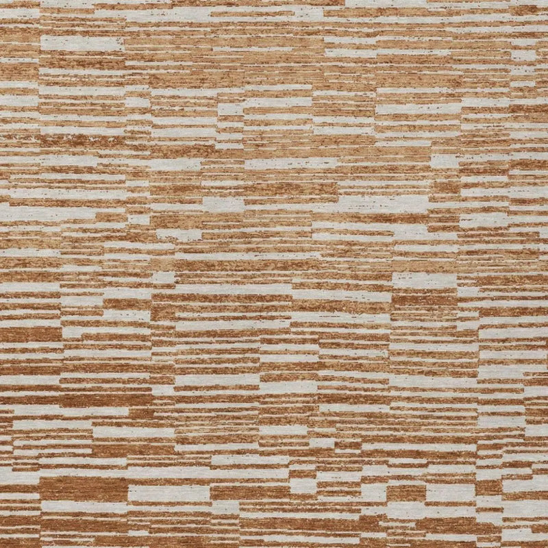 5' X 8' Orange And Beige Striped Washable Indoor Outdoor Area Rug Homeroots Outdoor