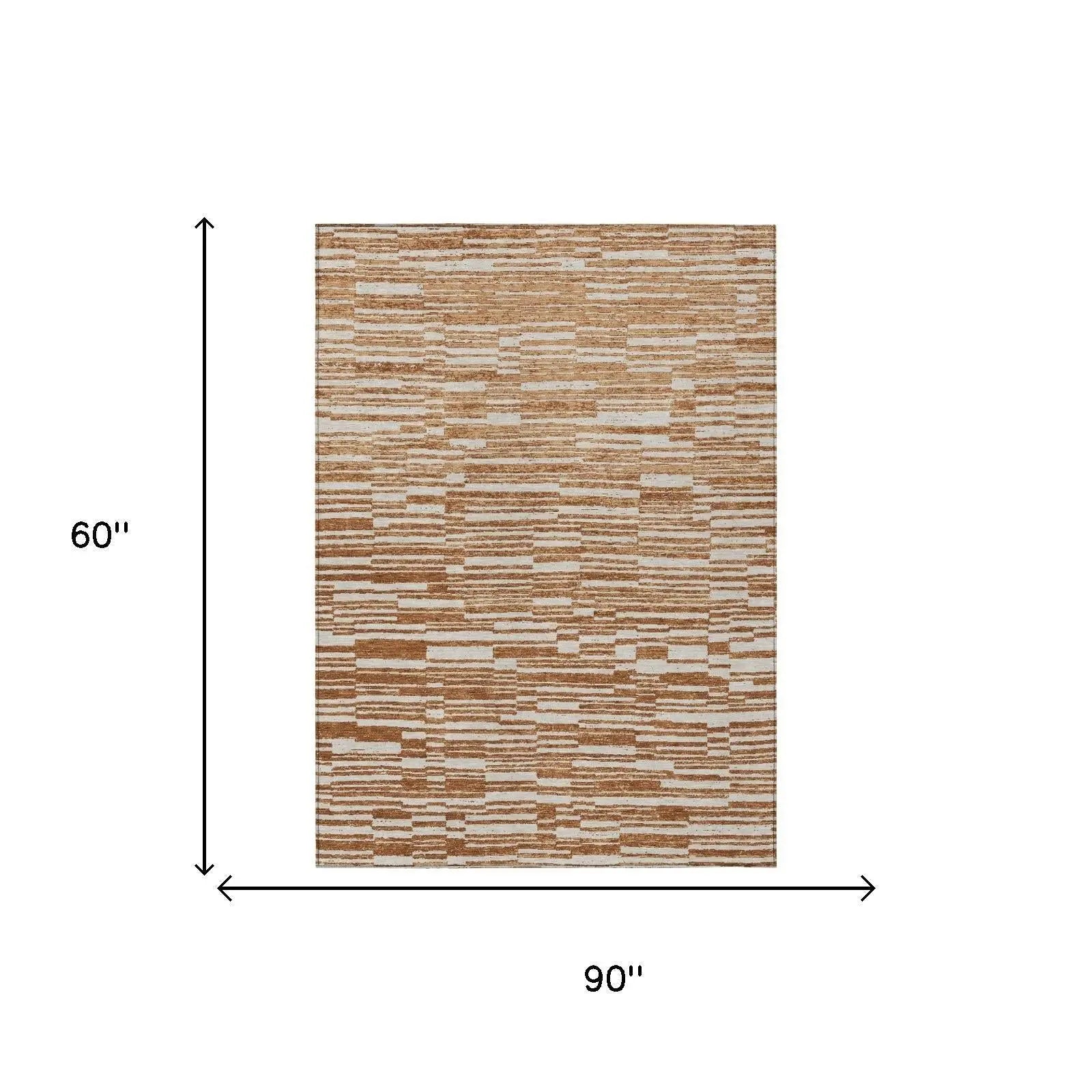 5' X 8' Orange And Beige Striped Washable Indoor Outdoor Area Rug Homeroots Outdoor