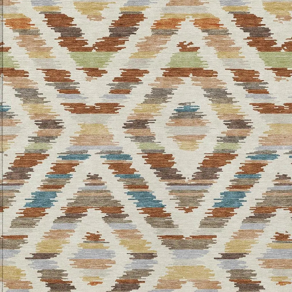 5' X 8' Orange And Beige Tribal Washable Indoor Outdoor Area Rug Homeroots Outdoor
