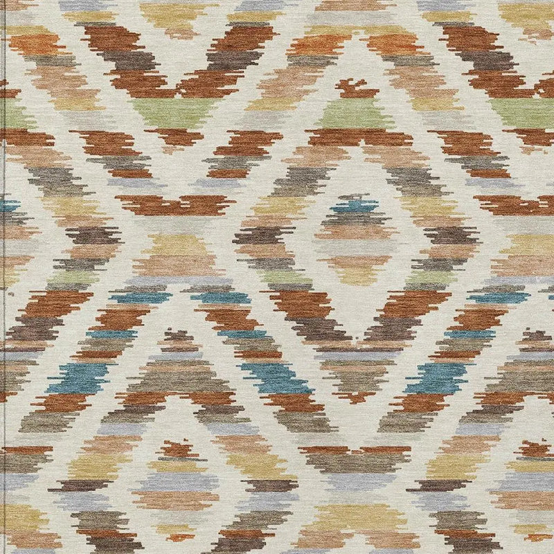 5' X 8' Orange And Beige Tribal Washable Indoor Outdoor Area Rug Homeroots Outdoor