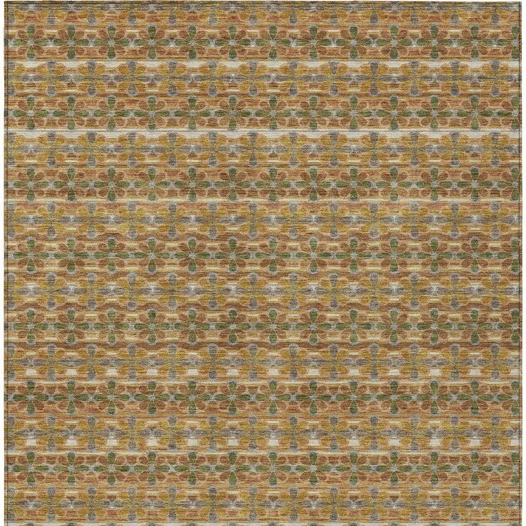 5' X 8' Orange And Blue Striped Washable Indoor Outdoor Area Rug Homeroots Outdoor
