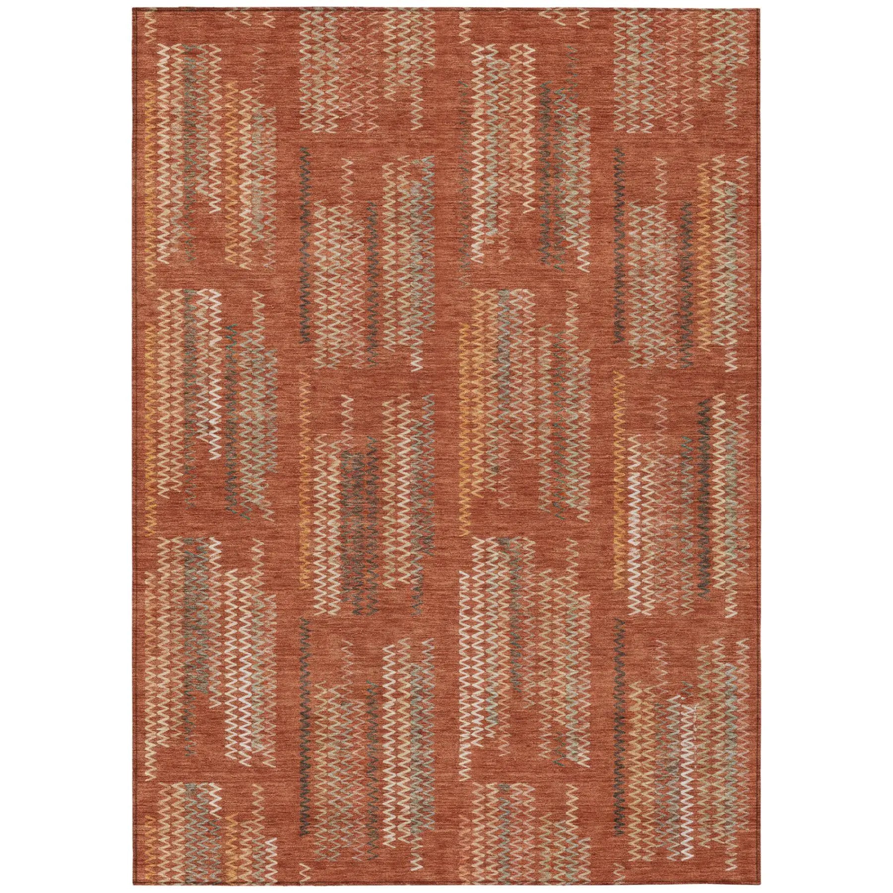 5' X 8' Orange And Brown Abstract Washable Indoor Outdoor Area Rug Homeroots Outdoor