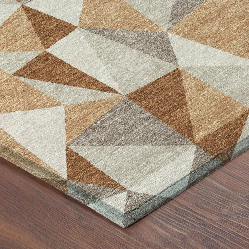 5' X 8' Orange And Brown Geometric Washable Indoor Outdoor Area Rug Homeroots Outdoor