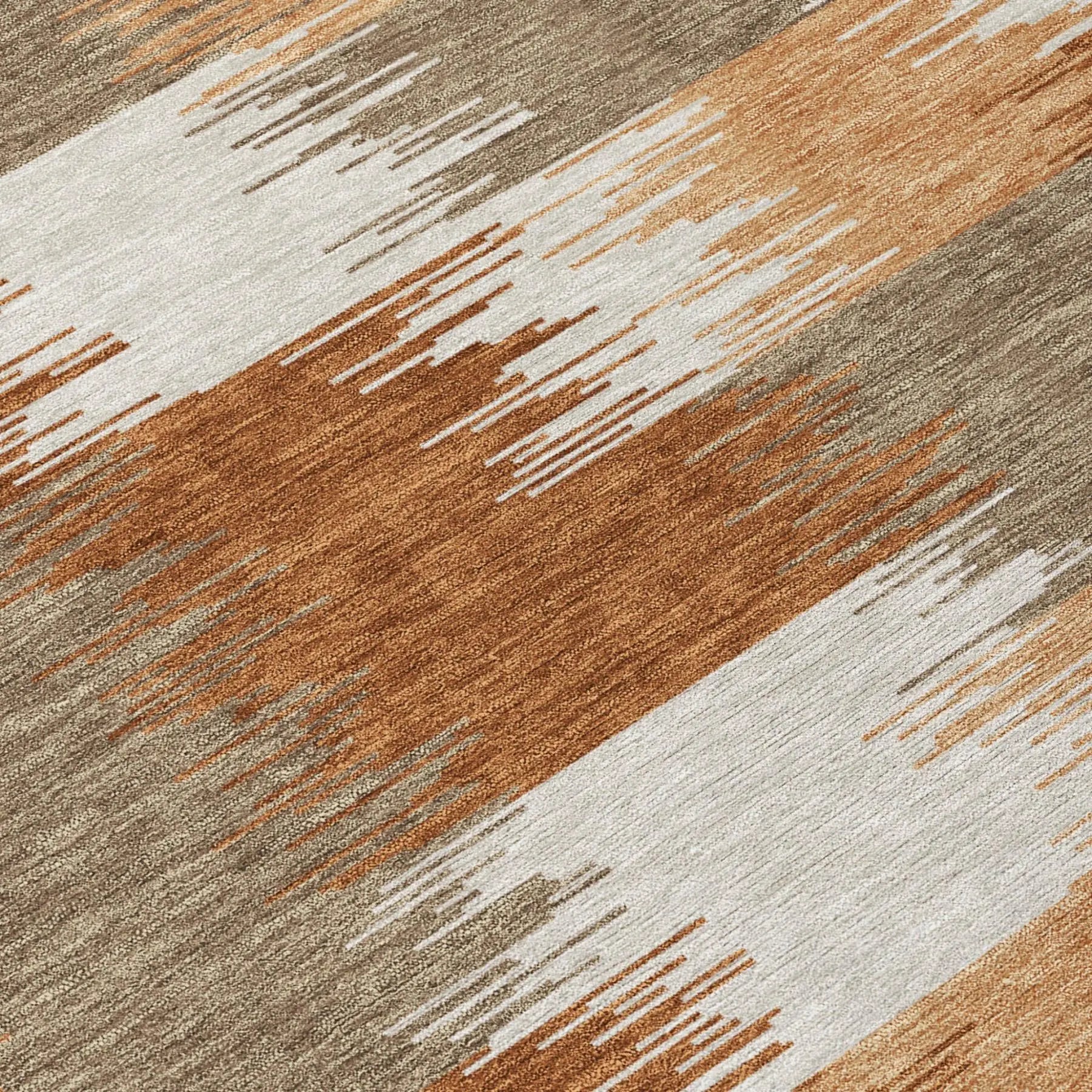 5' X 8' Orange And Brown Geometric Washable Indoor Outdoor Area Rug Homeroots Outdoor