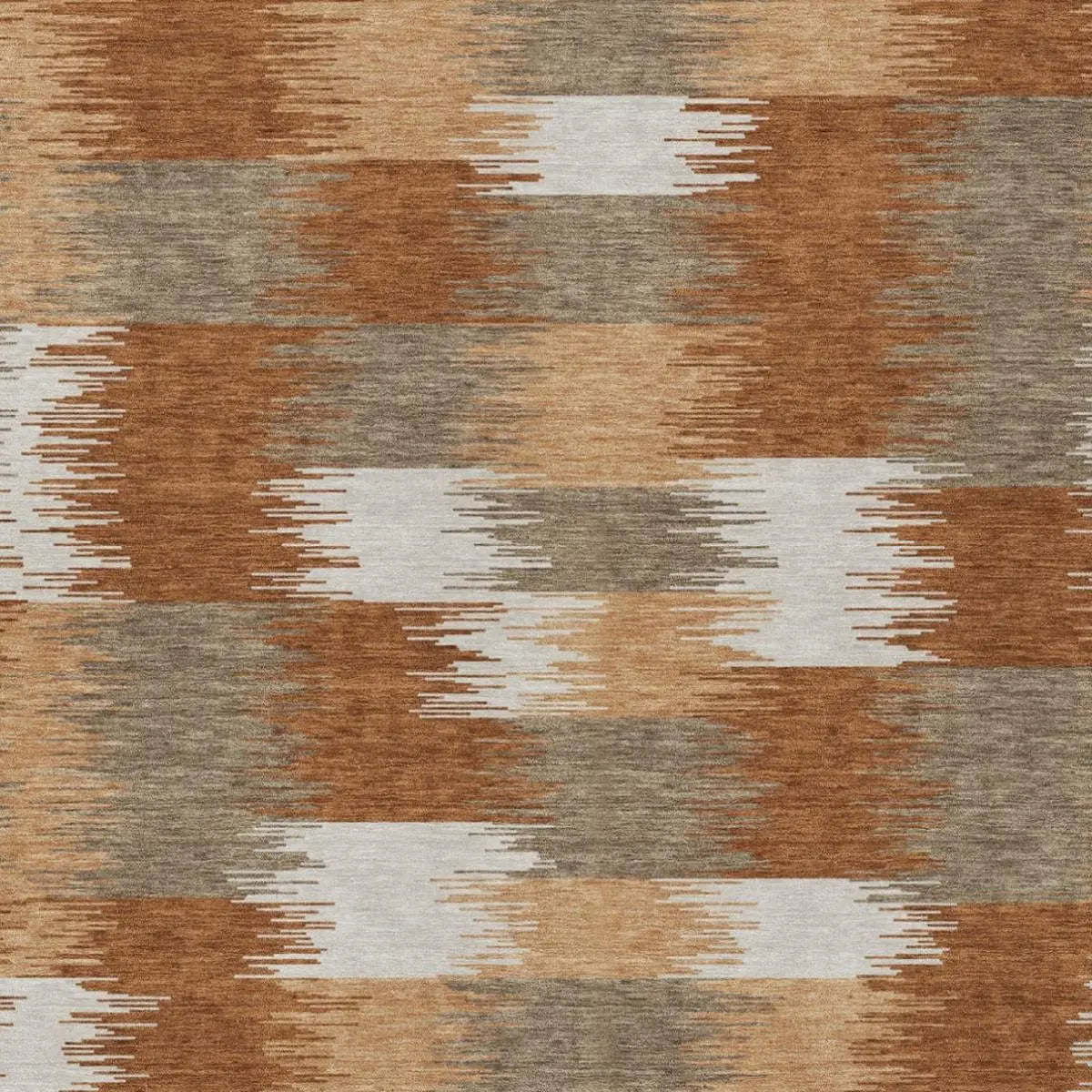5' X 8' Orange And Brown Geometric Washable Indoor Outdoor Area Rug Homeroots Outdoor